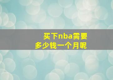 买下nba需要多少钱一个月呢