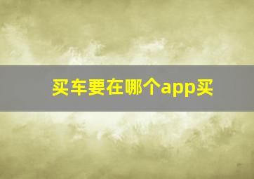 买车要在哪个app买