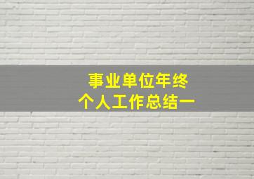 事业单位年终个人工作总结一