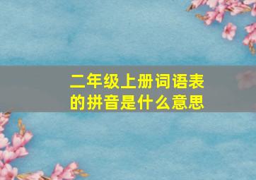 二年级上册词语表的拼音是什么意思