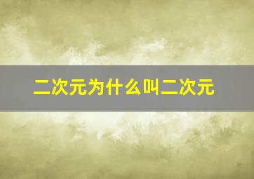 二次元为什么叫二次元