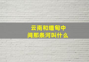 云南和缅甸中间那条河叫什么