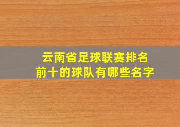 云南省足球联赛排名前十的球队有哪些名字