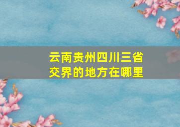 云南贵州四川三省交界的地方在哪里