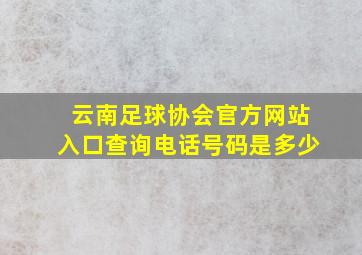 云南足球协会官方网站入口查询电话号码是多少