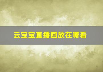 云宝宝直播回放在哪看