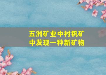 五洲矿业中村钒矿中发现一种新矿物