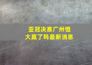 亚冠决赛广州恒大赢了吗最新消息