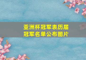 亚洲杯冠军表历届冠军名单公布图片