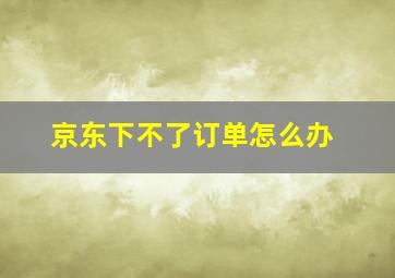 京东下不了订单怎么办