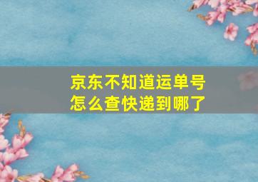 京东不知道运单号怎么查快递到哪了