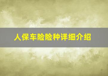 人保车险险种详细介绍