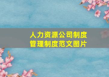 人力资源公司制度管理制度范文图片