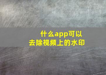 什么app可以去除视频上的水印