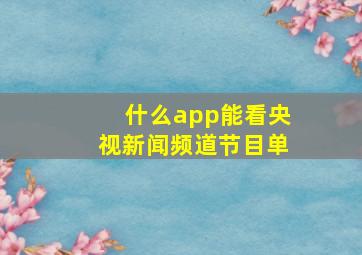 什么app能看央视新闻频道节目单