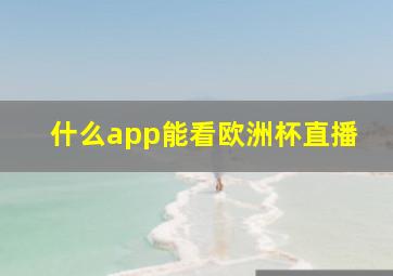 什么app能看欧洲杯直播