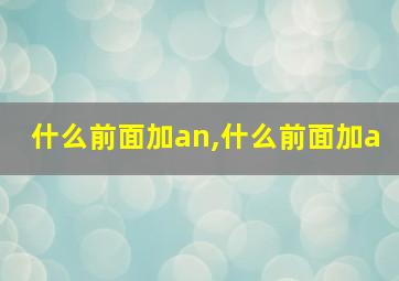 什么前面加an,什么前面加a