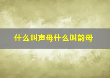 什么叫声母什么叫韵母