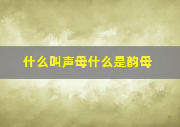 什么叫声母什么是韵母