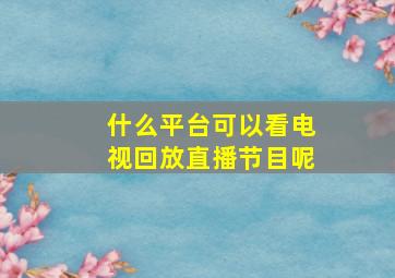 什么平台可以看电视回放直播节目呢