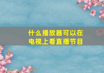 什么播放器可以在电视上看直播节目