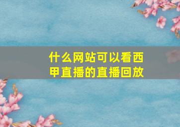 什么网站可以看西甲直播的直播回放