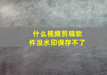 什么视频剪辑软件没水印保存不了