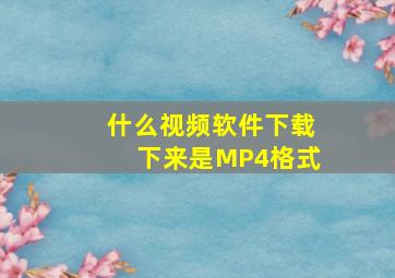 什么视频软件下载下来是MP4格式