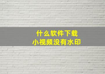 什么软件下载小视频没有水印