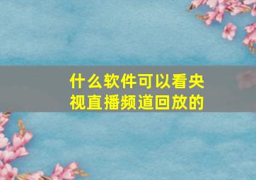 什么软件可以看央视直播频道回放的