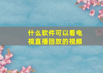 什么软件可以看电视直播回放的视频