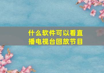 什么软件可以看直播电视台回放节目