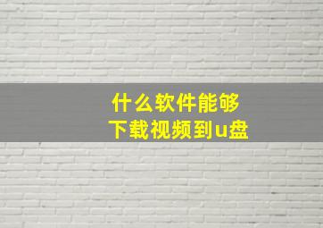 什么软件能够下载视频到u盘