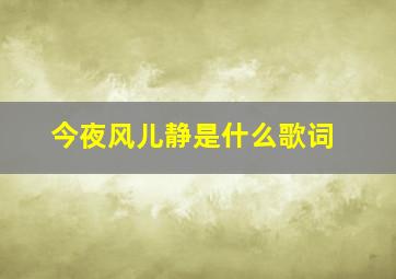 今夜风儿静是什么歌词