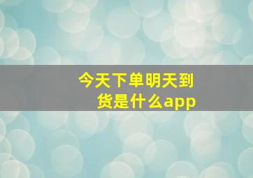 今天下单明天到货是什么app