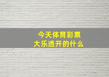 今天体育彩票大乐透开的什么