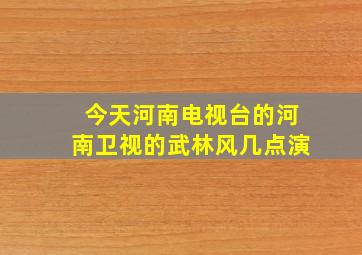 今天河南电视台的河南卫视的武林风几点演