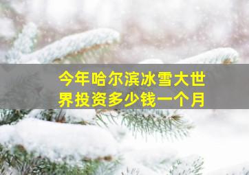 今年哈尔滨冰雪大世界投资多少钱一个月