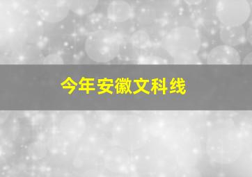 今年安徽文科线