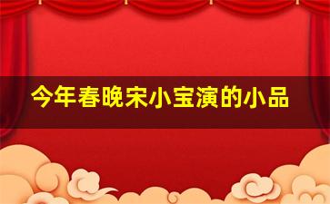 今年春晚宋小宝演的小品