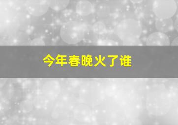 今年春晚火了谁