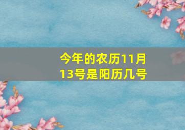 今年的农历11月13号是阳历几号