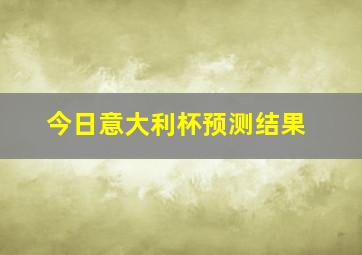 今日意大利杯预测结果