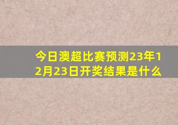 今日澳超比赛预测23年12月23日开奖结果是什么