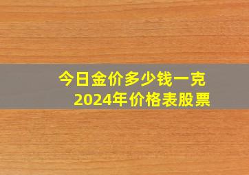 今日金价多少钱一克2024年价格表股票