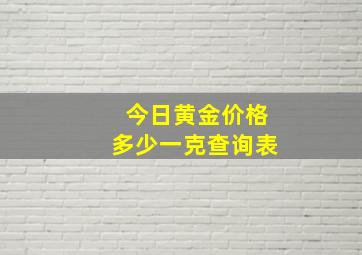 今日黄金价格多少一克查询表