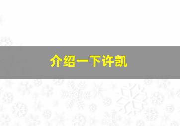 介绍一下许凯