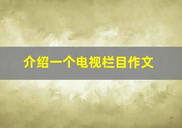 介绍一个电视栏目作文