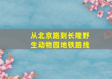 从北京路到长隆野生动物园地铁路线