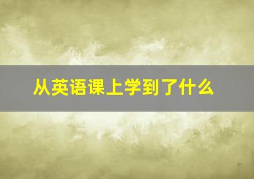 从英语课上学到了什么